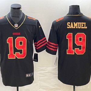 Men's San Francisco 49ers #19 Deebo Samuel Black Gold Stitched Jersey - Custom Name
