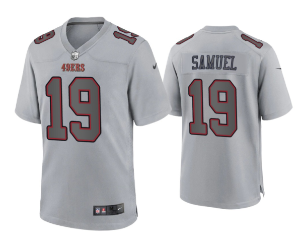 Men's San Francisco 49ers #19 Deebo Samuel Grey Atmosphere Fashion Stitched Game Jersey - Custom Name
