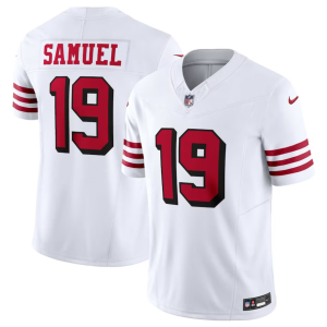 Men's San Francisco 49ers #19 Deebo Samuel New White 2023 F.U.S.E. Vapor Untouchable Limited Stitched Football Jersey - Custom Name