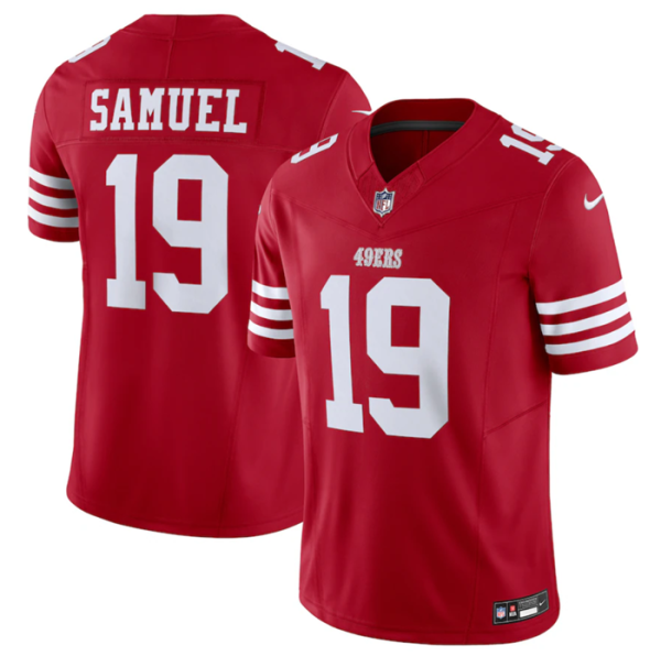 Men's San Francisco 49ers #19 Deebo Samuel Red 2023 F.U.S.E. Vapor Untouchable Limited Stitched Football Jersey - Custom Name