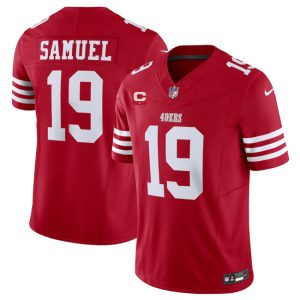 Men's San Francisco 49ers #19 Deebo Samuel Red 2023 F.U.S.E. With 1-Star C Patch Vapor Untouchable Limited Stitched Football Jersey - Custom Name