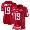 Men's San Francisco 49ers #19 Deebo Samuel Red 2023 F.U.S.E. With 1-star C Patch And NFC West Champions Patch Stitched Football Jersey - Custom Name