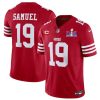 Men's San Francisco 49ers #19 Deebo Samuel Red F.U.S.E. Super Bowl LVIII Patch And 1-star C Patch Vapor Untouchable Limited Stitched Football Jersey - Custom Name