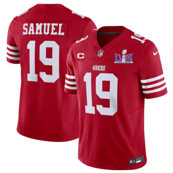 Men's San Francisco 49ers #19 Deebo Samuel Red F.U.S.E. Super Bowl LVIII Patch And 1-star C Patch Vapor Untouchable Limited Stitched Football Jersey - Custom Name