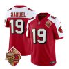 Men's San Francisco 49ers #19 Deebo Samuel Red-White 2023 F.U.S.E. 50th Patch Throwback Stitched Football Jersey - Custom Name