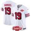 Men's San Francisco 49ers #19 Deebo Samuel White 2023 F.U.S.E. NFC West Champions Patch Alternate Stitched Football Jersey - Custom Name