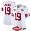 Men's San Francisco 49ers #19 Deebo Samuel White 2023 F.U.S.E. With 1-star C Patch And NFC West Champions Patch Stitched Football Jersey - Custom Name