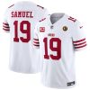 Men's San Francisco 49ers #19 Deebo Samuel White 2023 F.U.S.E. With 1-star C Ptach And John Madden Patch Vapor Limited Stitched Football Jersey - Custom Name