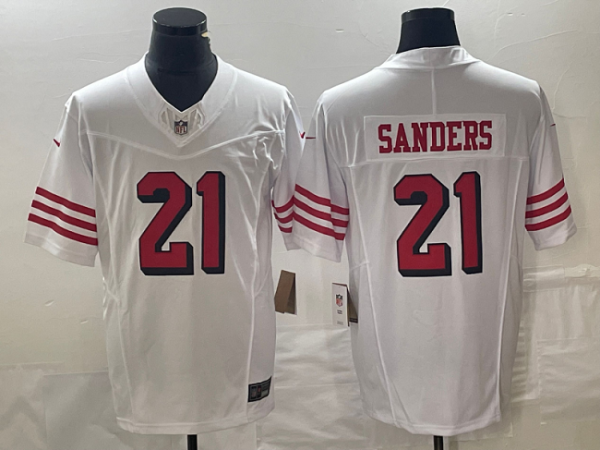 Men's San Francisco 49ers #21 Deion Sanders White 2023 F.U.S.E. Vapor Untouchable Limited Stitched Football Jersey - Custom Name