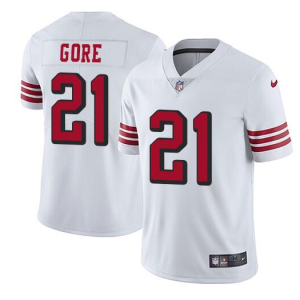 Men's San Francisco 49ers #21 Frank Gore White Stitched Jersey - Custom Name