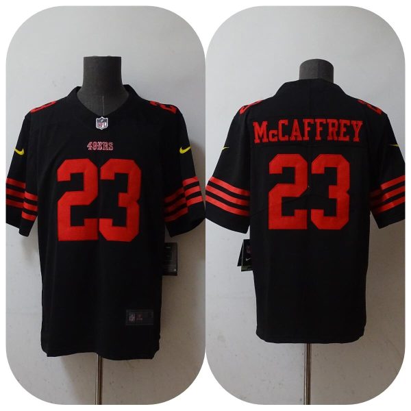 Men's San Francisco 49ers #23 Christian McCaffrey 2022 Black Vapor Untouchable Stitched Jersey - Custom Name