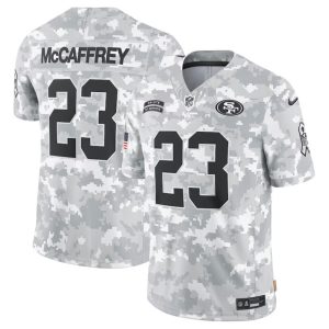 Men's San Francisco 49ers #23 Christian McCaffrey 2024 F.U.S.E Arctic Camo Salute to Service Limited Stitched Football Jersey - Custom Name