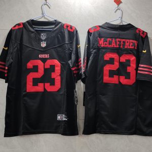 Men's San Francisco 49ers #23 Christian McCaffrey Black 2023 F.U.S.E. Vapor Untouchable Limited Stitched Football Jersey - Custom Name