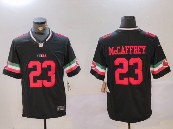 Men's San Francisco 49ers #23 Christian McCaffrey Black F.U.S.E. Mexico Vapor Limited Stitched Football Jersey - Custom Name