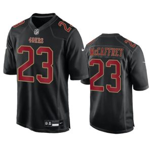 Men's San Francisco 49ers #23 Christian McCaffrey Black Fashion Vapor Untouchable Limited Stitched Football Jersey - Custom Name