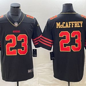 Men's San Francisco 49ers #23 Christian McCaffrey Black Stitched Jersey - Custom Name