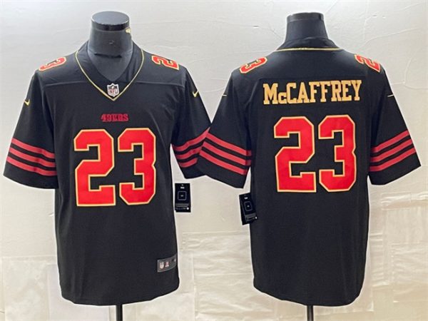 Men's San Francisco 49ers #23 Christian McCaffrey Black Stitched Jersey - Custom Name