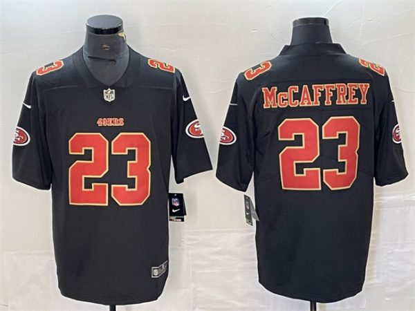 Men's San Francisco 49ers #23 Christian McCaffrey Black Vapor Untouchable Limited Stitched Jersey - Custom Name