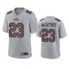 Men's San Francisco 49ers #23 Christian McCaffrey Grey Atmosphere Fashion Stitched Game Jersey - Custom Name