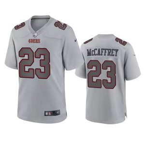 Men's San Francisco 49ers #23 Christian McCaffrey Grey Atmosphere Fashion Stitched Game Jersey - Custom Name