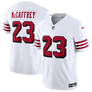 Men's San Francisco 49ers #23 Christian McCaffrey New White 2023 F.U.S.E. Vapor Untouchable Limited Stitched Football Jersey - Custom Name