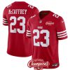 Men's San Francisco 49ers #23 Christian McCaffrey Red 2023 F.U.S.E. NFC West Champions Patch Stitched Football Jersey - Custom Name