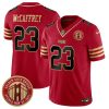 Men's San Francisco 49ers #23 Christian McCaffrey Red F.U.S.E. Golden Gate Bridge Patch Balck Scarlet Vapor Limited Stitched Football Jersey - Custom Name