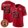 Men's San Francisco 49ers #23 Christian McCaffrey Red F.U.S.E. Golden Gate Bridge Patch Scarlet Vapor Limited Stitched Football Jersey - Custom Name
