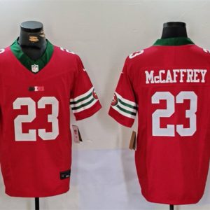 Men's San Francisco 49ers #23 Christian McCaffrey Red F.U.S.E. Mexico Vapor Limited Stitched Football Jersey - Custom Name