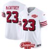 Men's San Francisco 49ers #23 Christian McCaffrey White 2023 F.U.S.E. NFC West Champions Patch Alternate Stitched Football Jersey - Custom Name