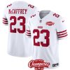 Men's San Francisco 49ers #23 Christian McCaffrey White 2023 F.U.S.E. NFC West Champions Patch Stitched Football Jersey - Custom Name