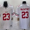 Men's San Francisco 49ers #23 Christian McCaffrey White 2023 F.U.S.E. Vapor Untouchable Limited Stitched Football Jersey - Custom Name