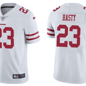 Men's San Francisco 49ers #23 JaMycal Hasty 2021 White Vapor Untouchable Limited Stitched Jersey - Custom Name
