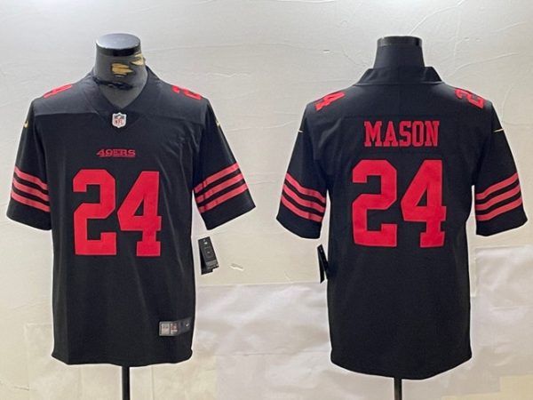Men's San Francisco 49ers #24 Jordan Mason Black Vapor Untouchable Limited Stitched Jersey - Custom Name