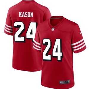 Men's San Francisco 49ers #24 Jordan Mason Red Stitched Game Football Jersey - Custom Name