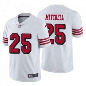 Men's San Francisco 49ers #25 Eli Mitchell White Vapor Untouchable Limited Stitched Jersey - Custom Name
