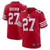 Men's San Francisco 49ers #27 Ji'Ayir Brown Red Stitched Game Jersey - Custom Name