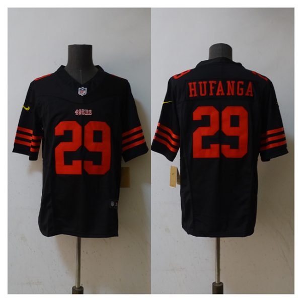 Men's San Francisco 49ers #29 Talanoa Hufanga 2023 F.U.S.E. Black Vapor Untouchable Limited Stitched Football Jersey - Custom Name