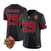 Men's San Francisco 49ers #29 Talanoa Hufanga Black 2023 F.U.S.E. 50th Patch Vapor Limited Stitched Football Jersey - Custom Name