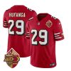 Men's San Francisco 49ers #29 Talanoa Hufanga Red 2023 F.U.S.E. 50th Patch Throwback Stitched Football Jersey - Custom Name