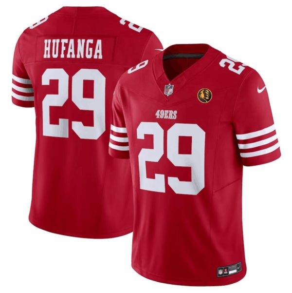 Men's San Francisco 49ers #29 Talanoa Hufanga Red 2023 F.U.S.E. With John Madden Patch Vapor Limited Stitched Football Jersey - Custom Name