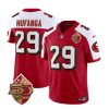 Men's San Francisco 49ers #29 Talanoa Hufanga Red-White 2023 F.U.S.E. 50th Patch Throwback Stitched Football Jersey - Custom Name