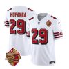 Men's San Francisco 49ers #29 Talanoa Hufanga White 2023 F.U.S.E. 50th Patch Throwback Stitched Football Jersey - Custom Name