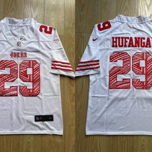 Men's San Francisco 49ers #29 Talanoa Hufanga White Stitched Jersey - Custom Name