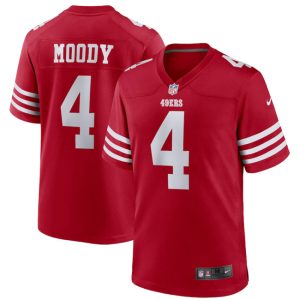 Men's San Francisco 49ers #4 Jake Moody Red Stitched Football Game Jersey - Custom Name
