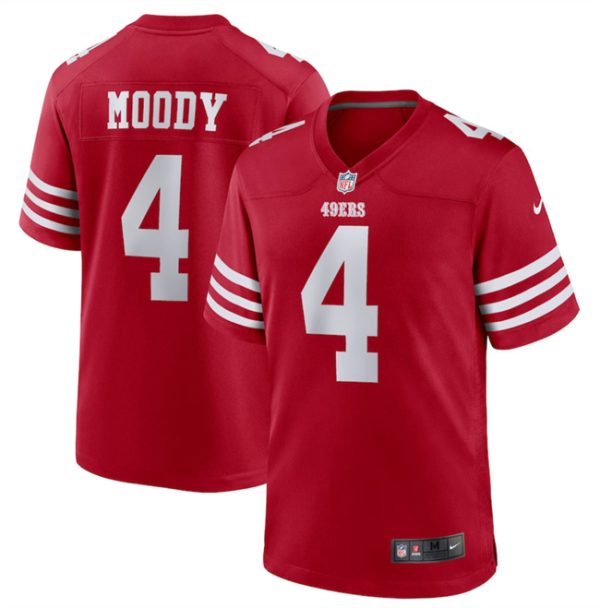 Men's San Francisco 49ers #4 Jake Moody Red Stitched Football Game Jersey - Custom Name
