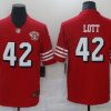 Men's San Francisco 49ers #42 Ronnie Lott 2021 Scarlet 75th Anniversary Alternate Vapor Untouchable Limited Stitched Jersey - Custom Name