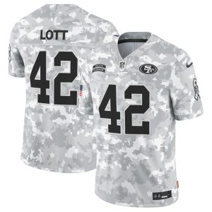 Men's San Francisco 49ers #42 Ronnie Lott 2024 F.U.S.E Arctic Camo Salute to Service Limited Stitched Football Jersey - Custom Name