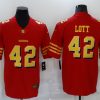 Men's San Francisco 49ers #42 Ronnie Lott Red Gold Vapor Untouchable Limited Stitched Jersey - Custom Name