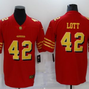Men's San Francisco 49ers #42 Ronnie Lott Red Gold Vapor Untouchable Limited Stitched Jersey - Custom Name